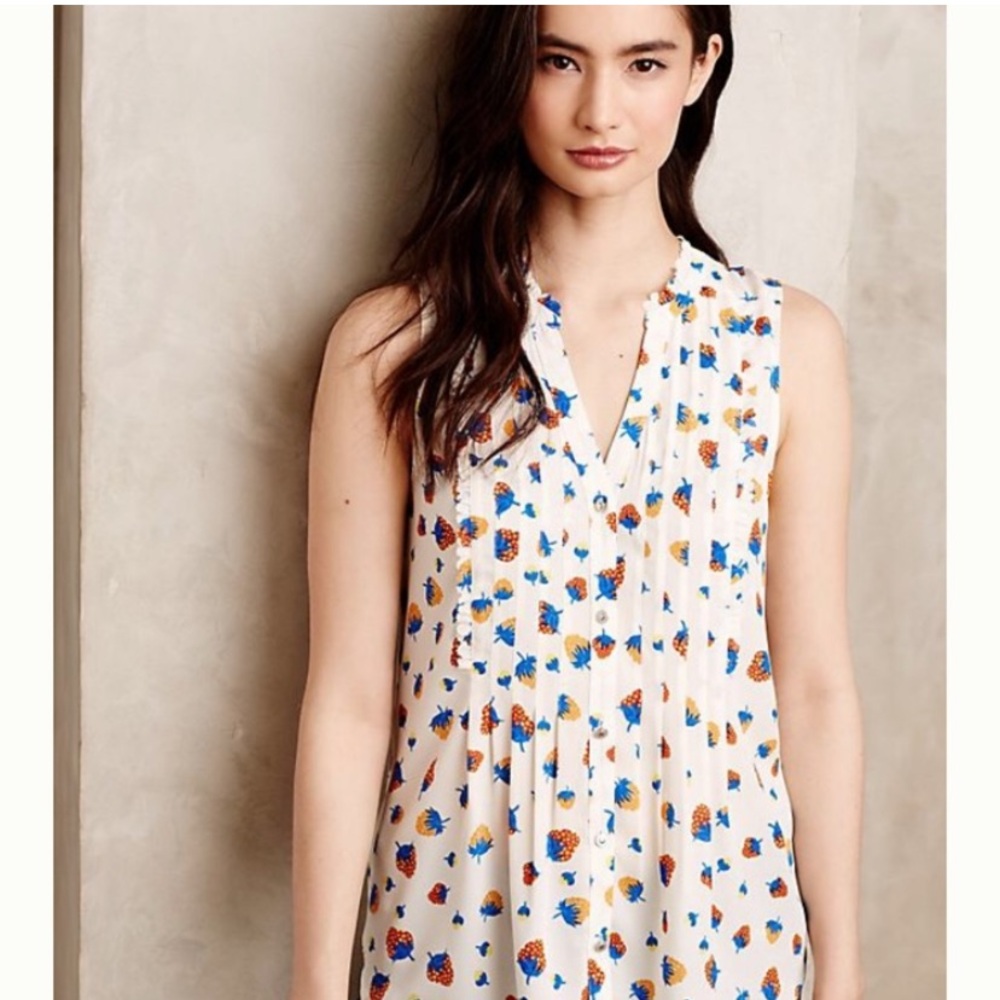 Anthropologie Fragola Ruffled Tank by Maeve